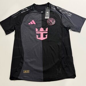 adidas Black and Gray MLS Soccer Jersey with Pink Accents